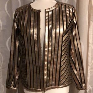 JM Collection Luxe Stripe Baroque Beauty Metallic Gold waist jacket Petite S